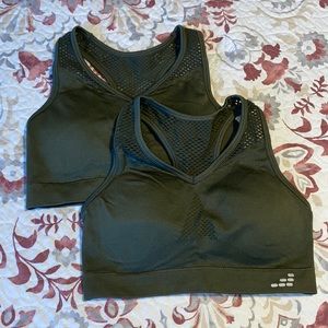TWO Army green Sports bras